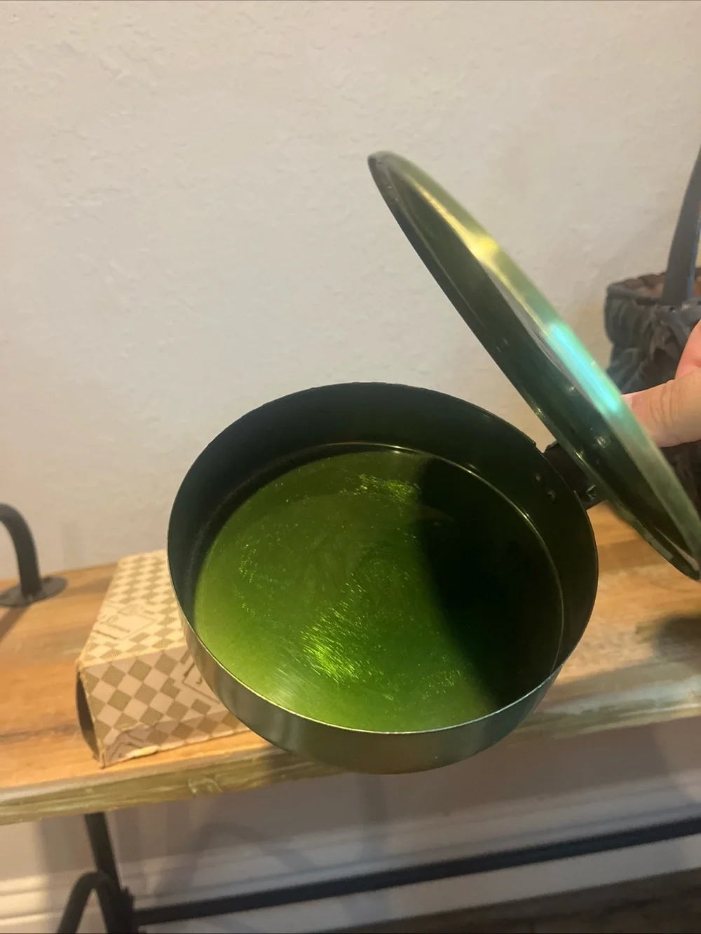Vintage Park Industries Silent Butler Green Brass Crumber Catcher, Ashtray